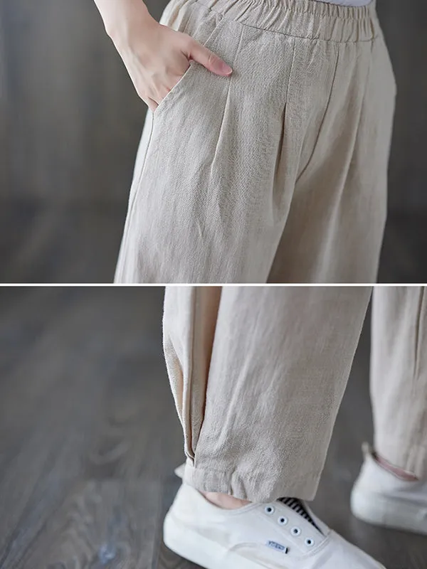 Simple Wide Leg Loose Elasticity Solid Color Casual Pants Bottoms