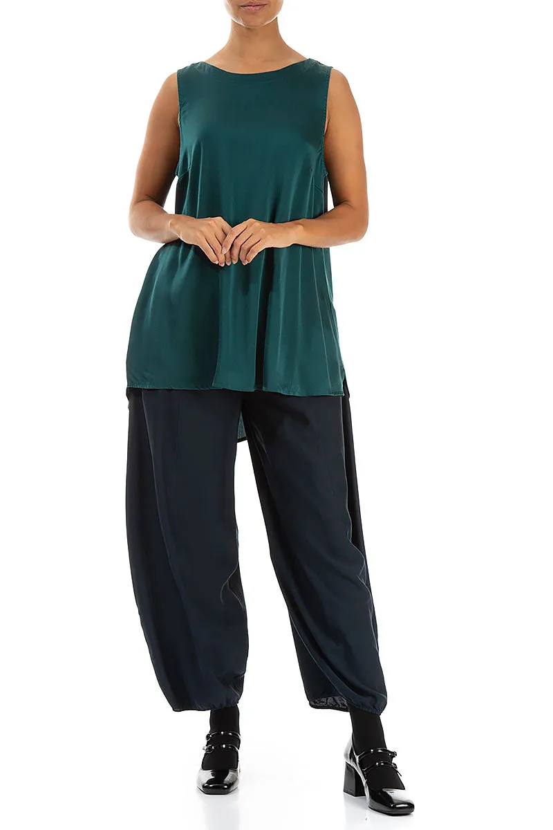 Sleeveless Emerald Silk Top