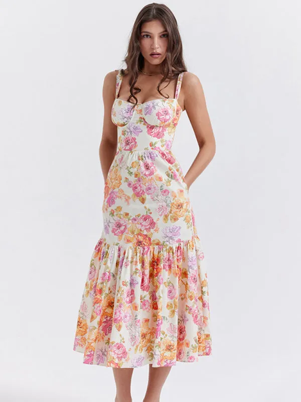 Sling Dress Floral A Swing Cake Dress Women