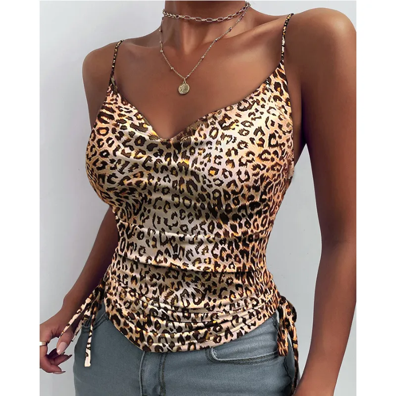 Spaghetti Strap Tops V-neck Camisole Shirts Women Summer Clothes