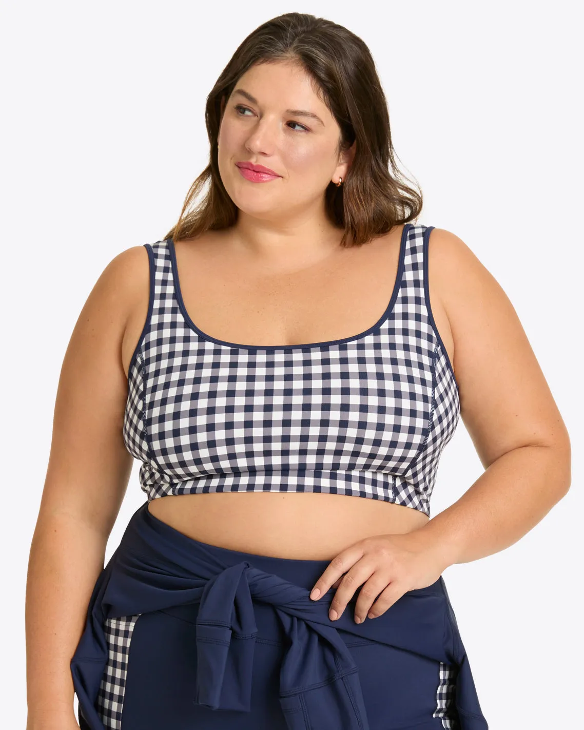 Sports Bra in Navy Gingham