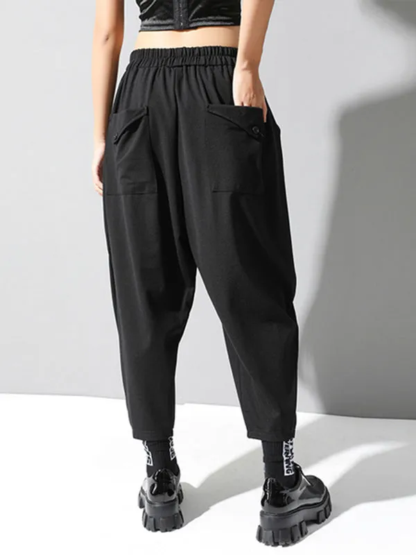 Stylish Black Asymmetric Elasticity Harem Pants