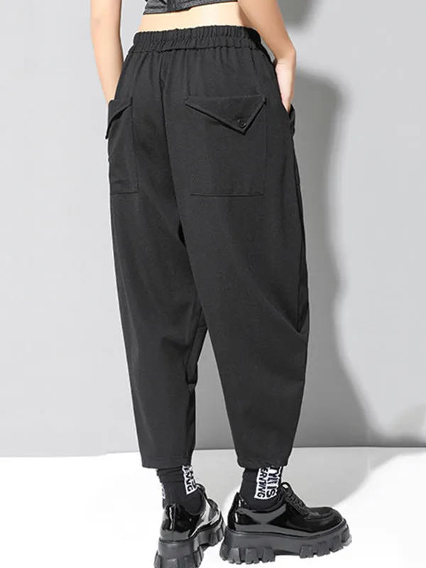 Stylish Black Asymmetric Elasticity Harem Pants