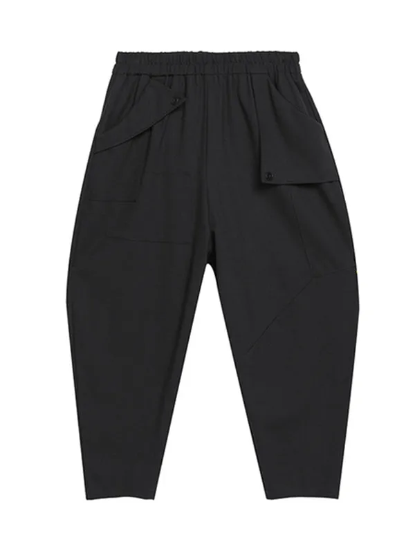 Stylish Black Asymmetric Elasticity Harem Pants