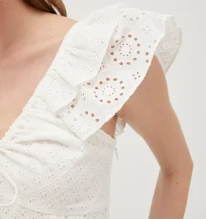 The Zuri Top - White Eyelet