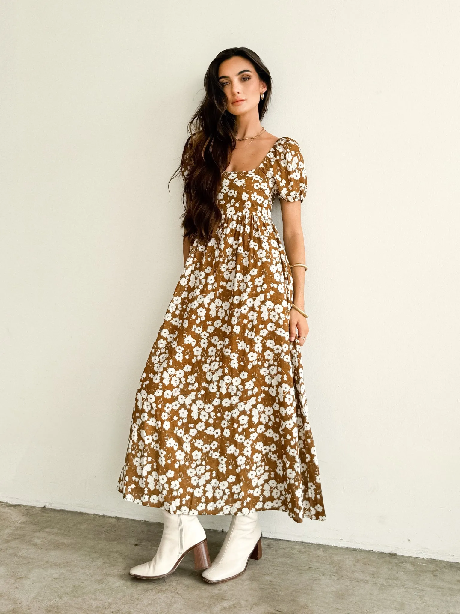 Toffee Floral Midi Dress