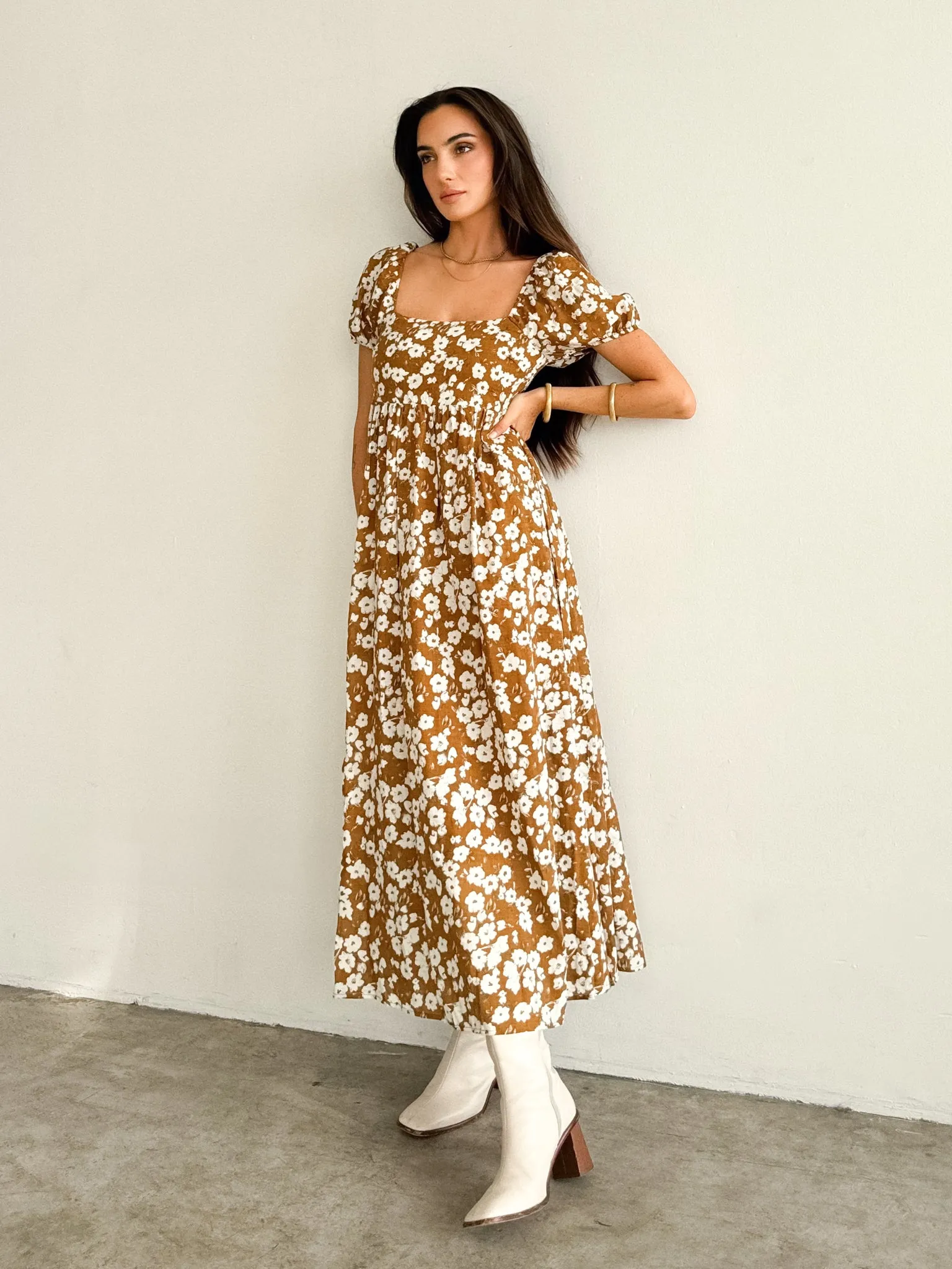 Toffee Floral Midi Dress