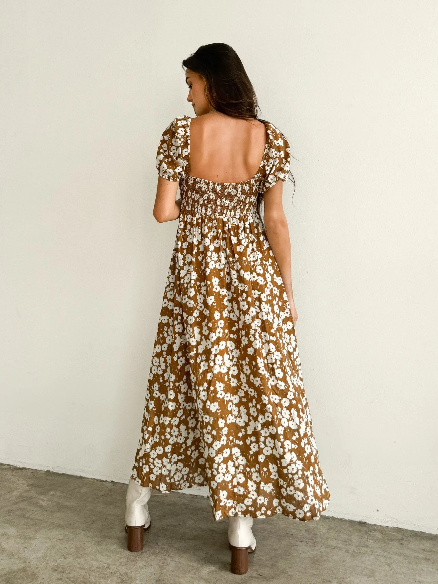 Toffee Floral Midi Dress