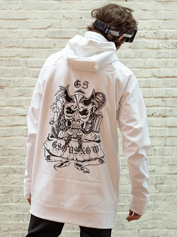 Unisex White Pullover Snowboard Hoodie