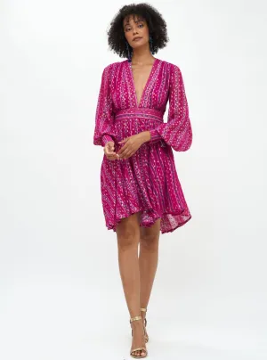 V-Neck Mini Dress - Magenta Melrose