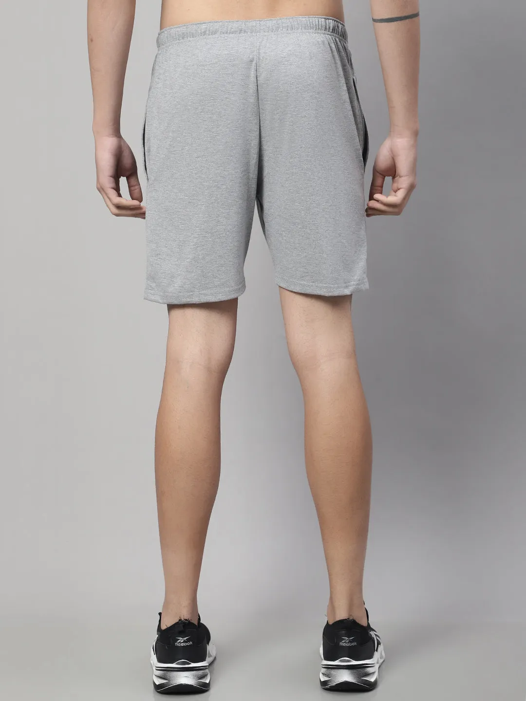 Vimal Jonney Grey Melange Regular fit Cotton Shorts for Men