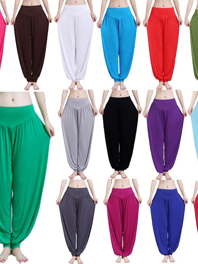 Women's Harem Pants Quick Dry Lightweight High Waist Yoga Fitness Dance Bloomers White Black Purple Modal Winter Sports Activewear Micro-elastic Loose Fit / Athleisure