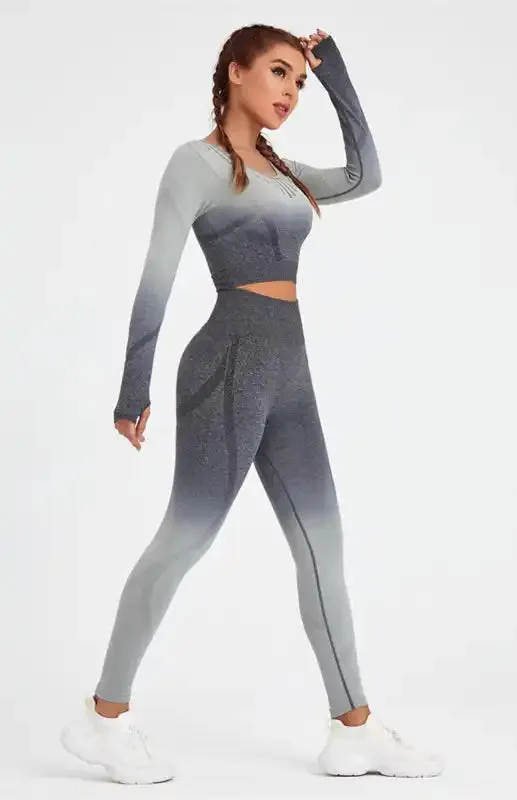 Women’s Long Sleeve Gradient Yoga Set