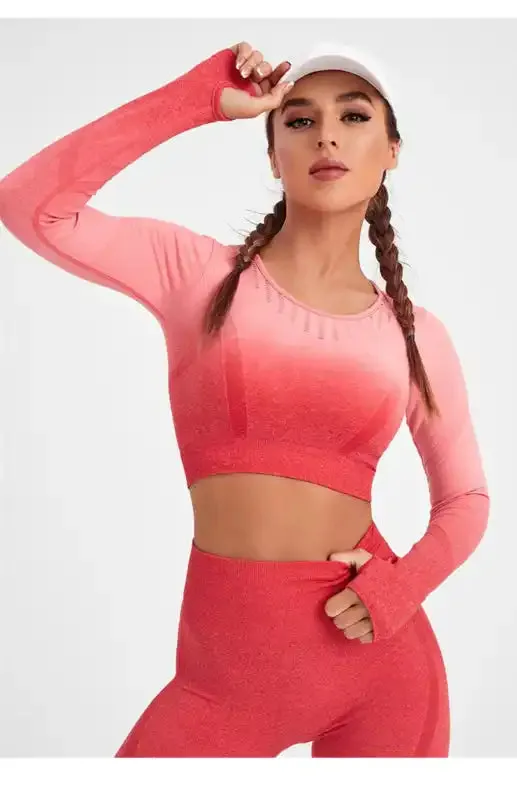 Women’s Long Sleeve Gradient Yoga Set