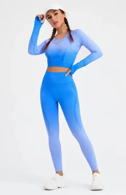 Women’s Long Sleeve Gradient Yoga Set