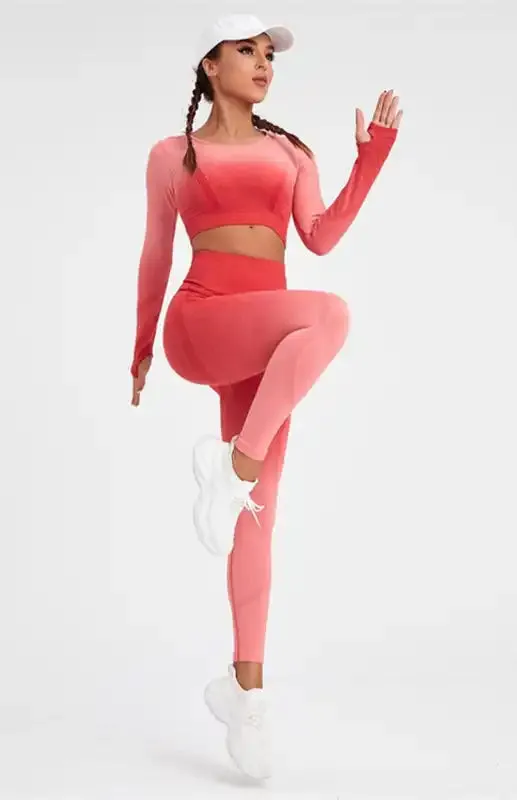 Women’s Long Sleeve Gradient Yoga Set