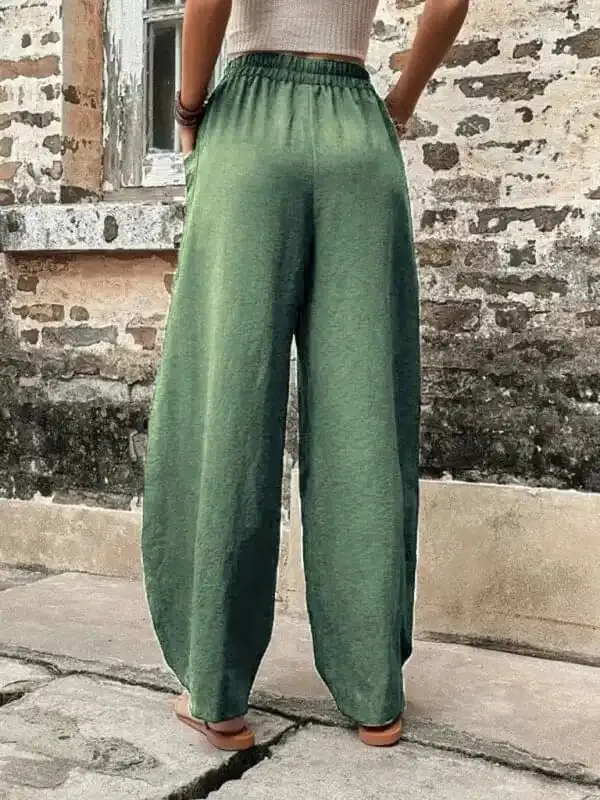 Women’s Pants Solid Color Pocket Women’s Casual Pants Elastic Pants Trousers