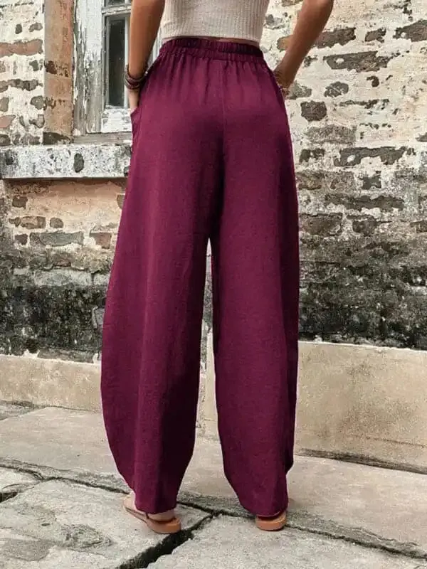 Women’s Pants Solid Color Pocket Women’s Casual Pants Elastic Pants Trousers