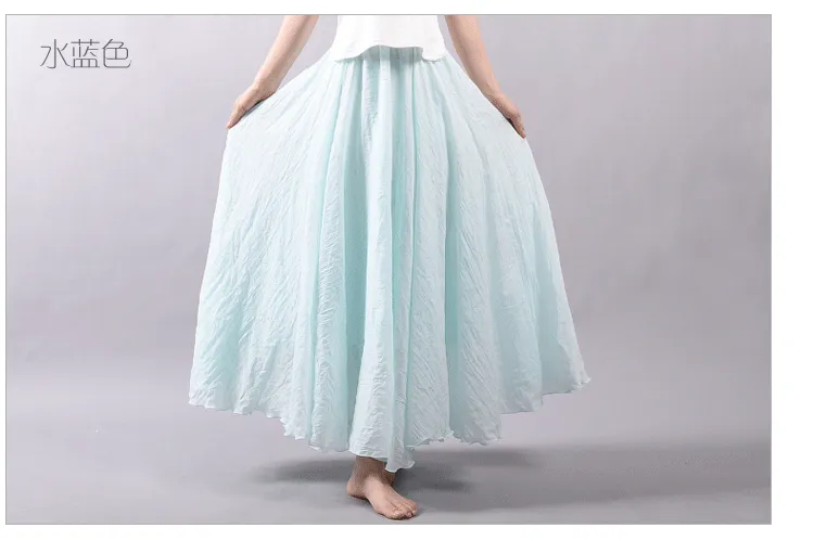 Women's Summer New Arrival Cotton and Linen A-line Skirt - Asymmetrical High Waist, Big Swing, Zen New Chinese Han Style