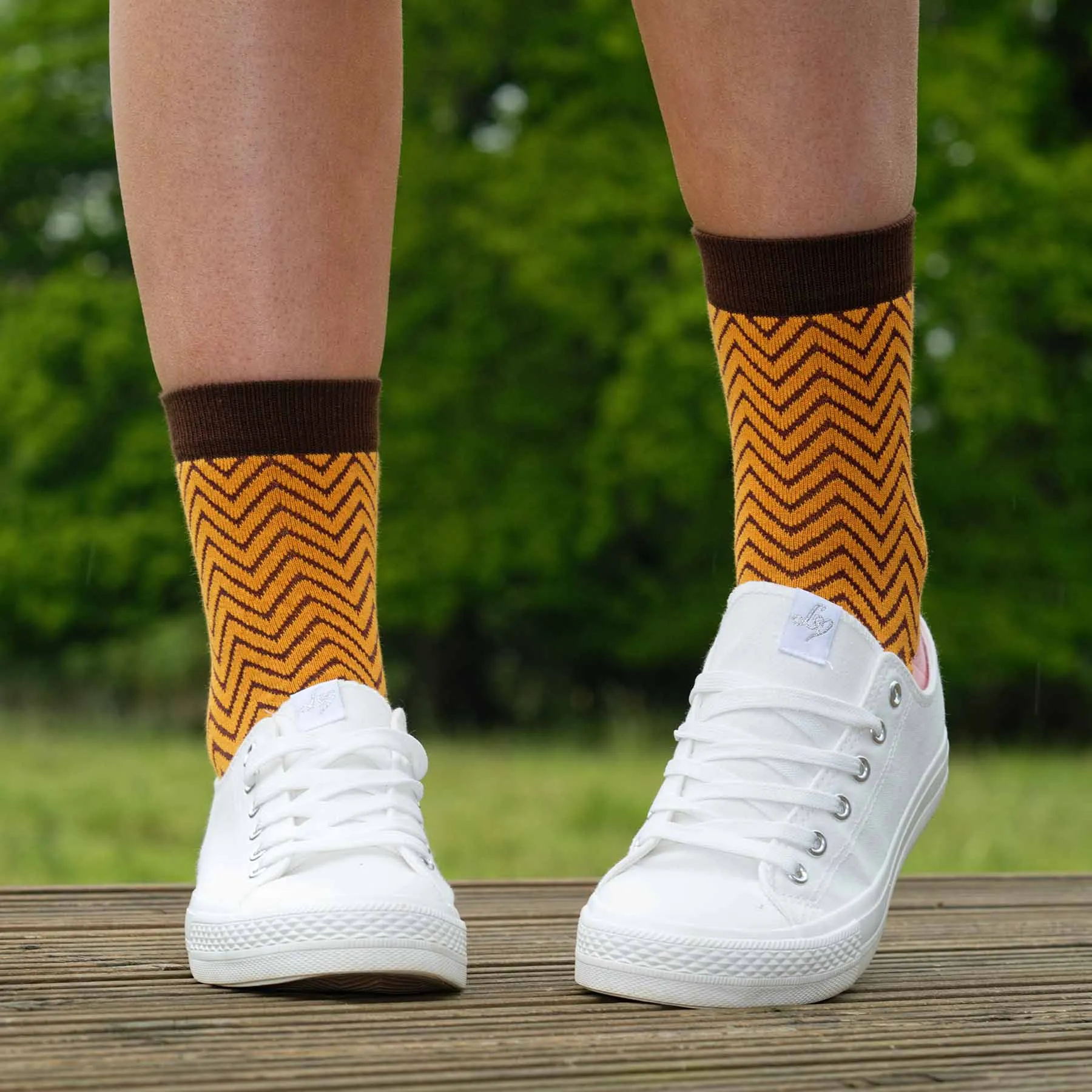 Zigzag Women's Socks - Mustard